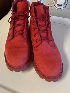 Timberland Red Combat Moto Hiking Boots M6/W8 unisex